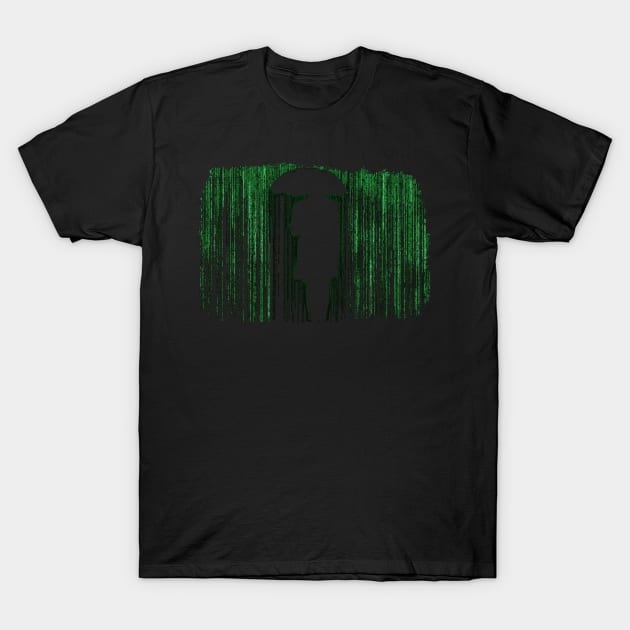 Raining Code Matrix Design T-Shirt by HellwoodOutfitters